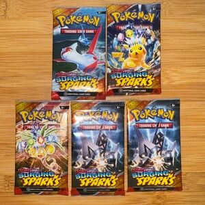 Pokemon Scarlet & Violet Surging Sparks x5 SEALED, NOT WEIGHED